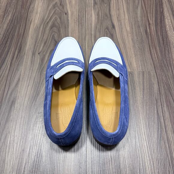 NIB J.M. Weston 180 Blue & White Penny Loafers Size 9US / 8UK main image 8
